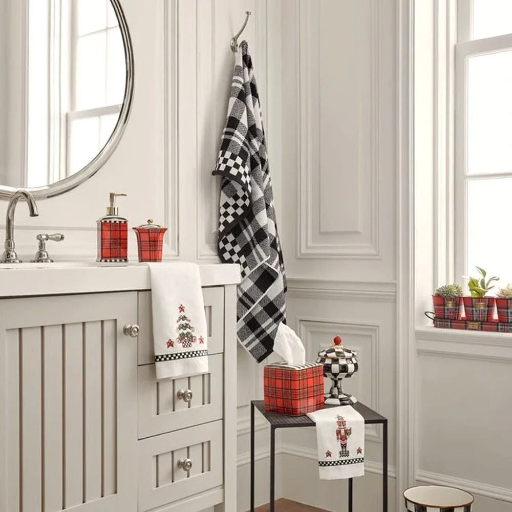 Mackenzie-Childs Tartan Red Boutique Tissue Box Cover NEW